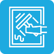 Blue digital signature icon