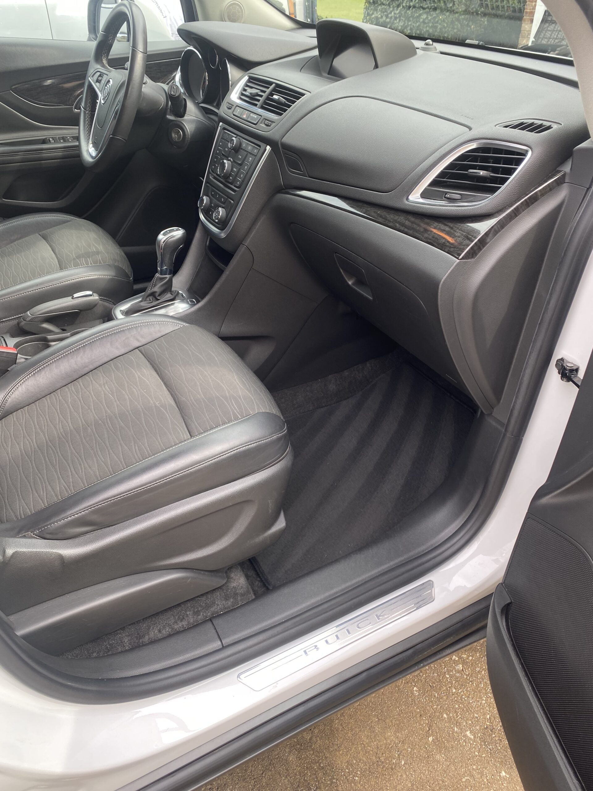Gray cloth seats and dashboard, car interior