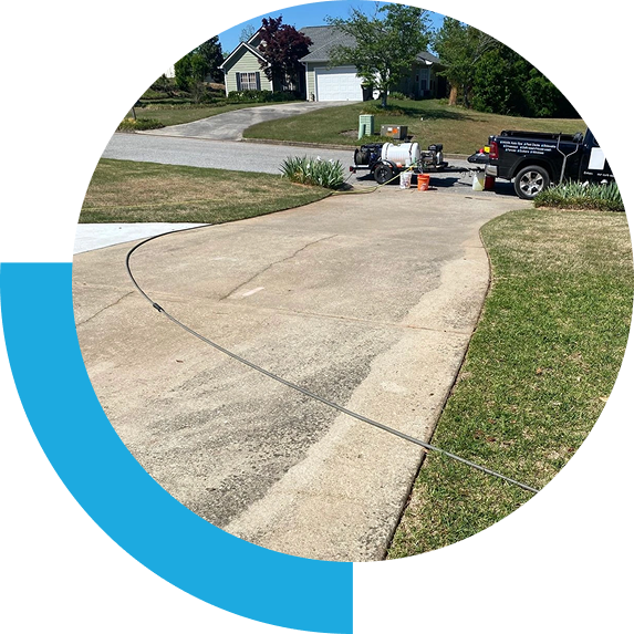 Driveway pressure washing equipment and hose